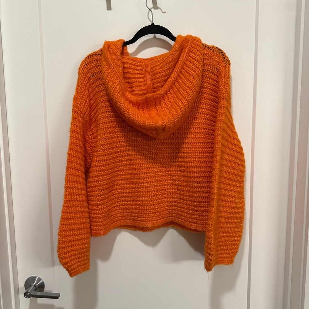 Wild Fable Bright Orange Knit Cropped Hoodie Sweater S - Picture 5 of 5